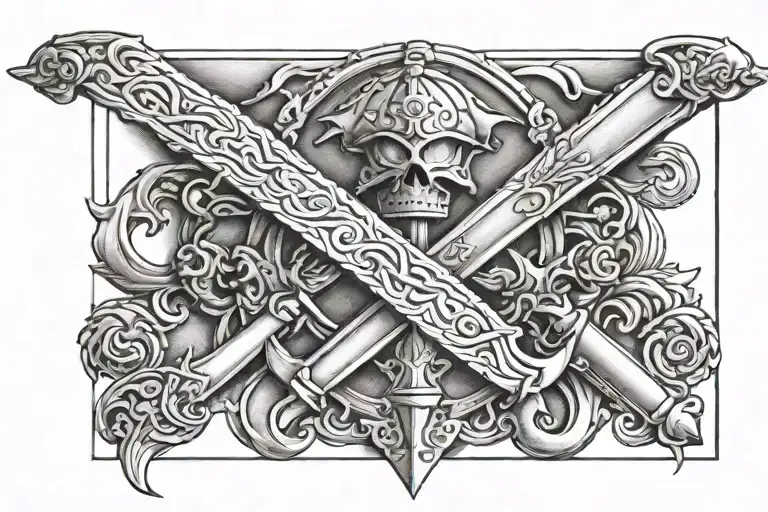 Marine Nco Sword Leaning Against Roman Colum