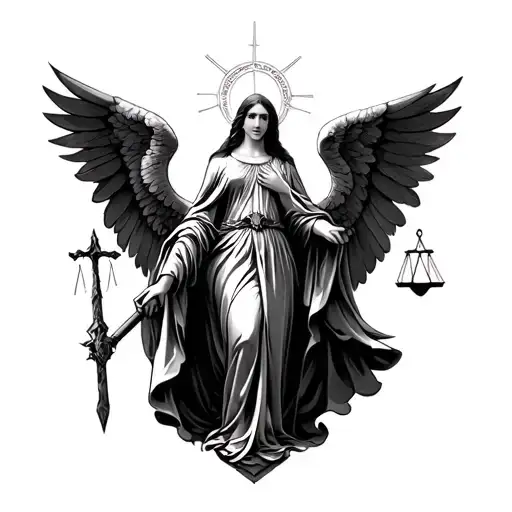 Holy Maria Archangel Justice Warrior Tattoo