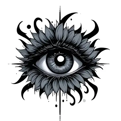 Dark Lettering Tattoo With Eyes