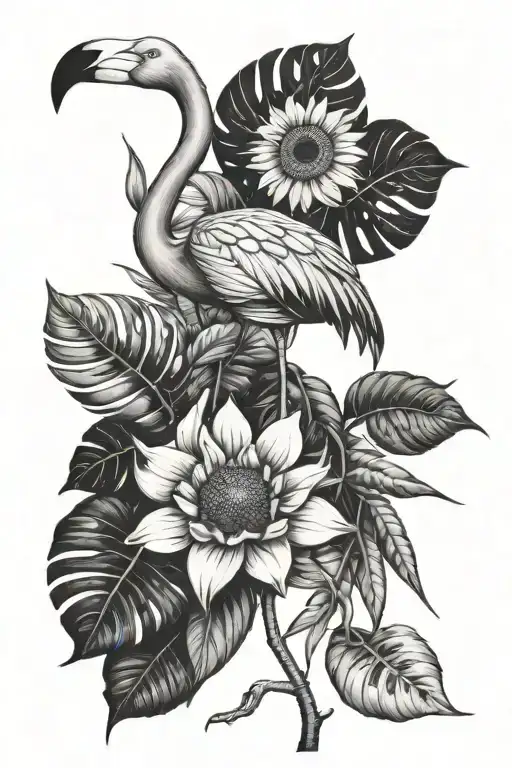 Flamingo Monstera Sunflowers
