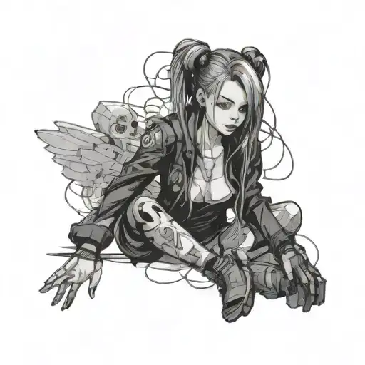 Cyberpunk Horror Anime Girl No Background