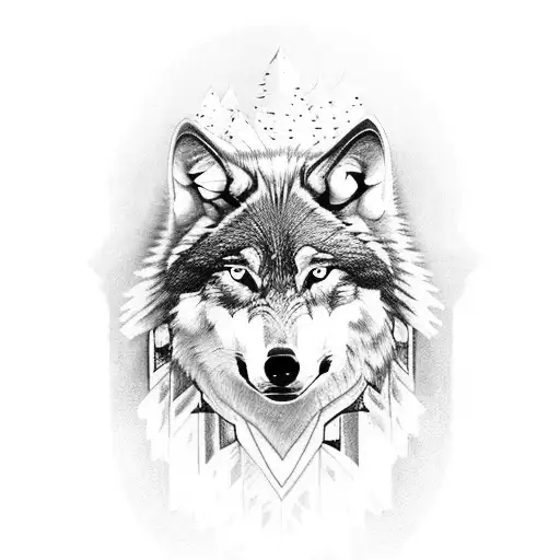 Wolf And Indian Warrior Totem