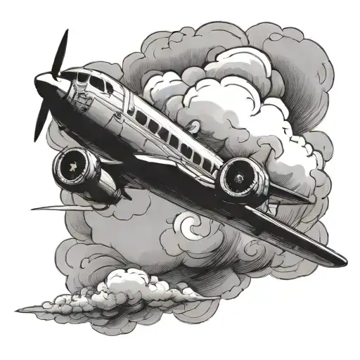 An Airplane Is Flying Through In A Cloud Background