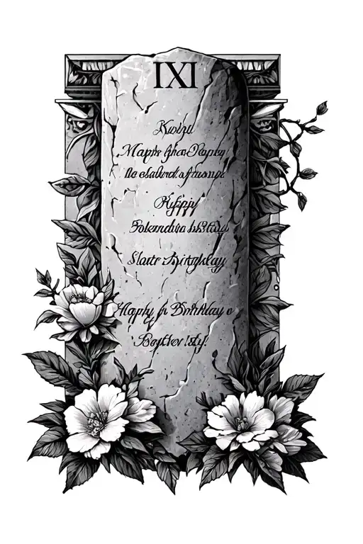 Amendment Stone With Birthdays In Roman Numeral