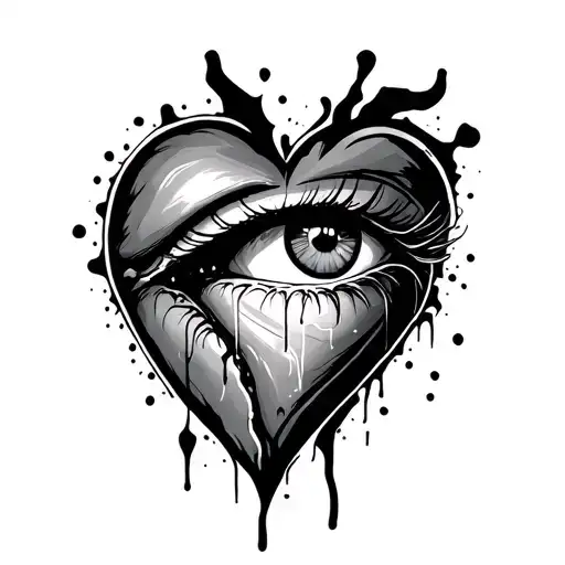 Broken Heart With Crying Eye Inside