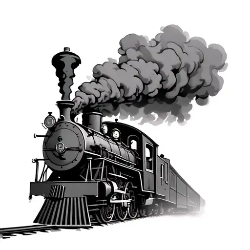 Steam Locomotive With Smoke And A Skeleton Coming Out The Window Driving