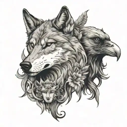 Wolf Female And A Raven Man