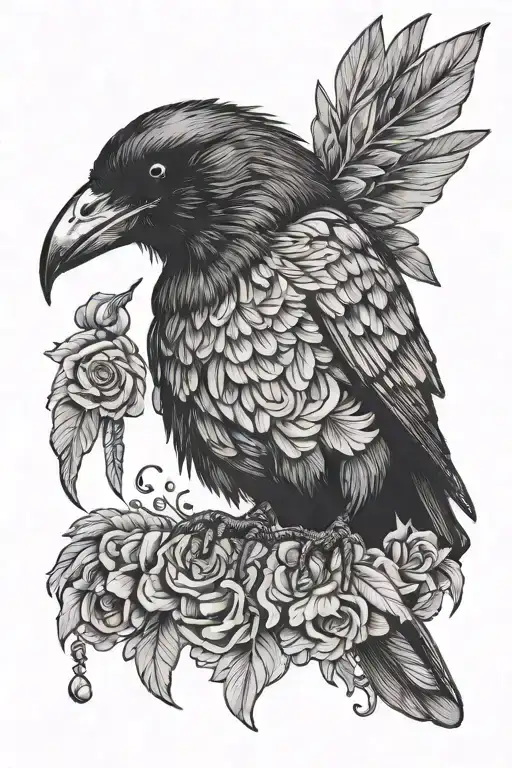 Crow Holding An Earring In Its Beak