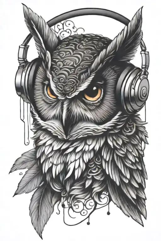 Owl Using Headphones