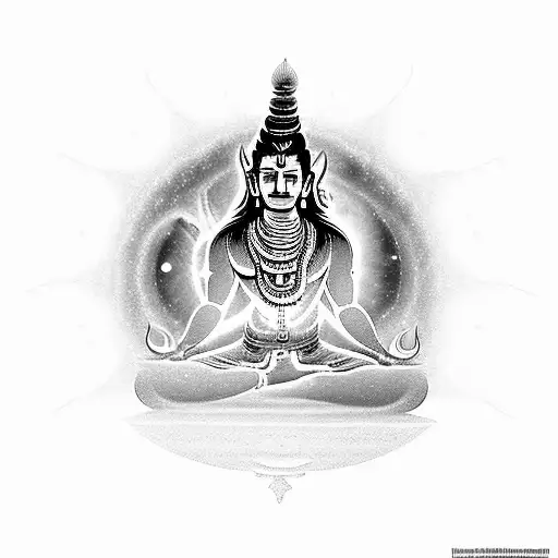 A Silhouette Of Lord Shiva Meditating With A Galaxy Background