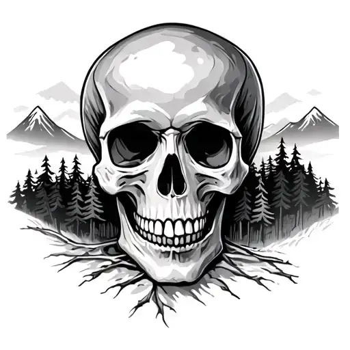 Skull And Forest And Mountains