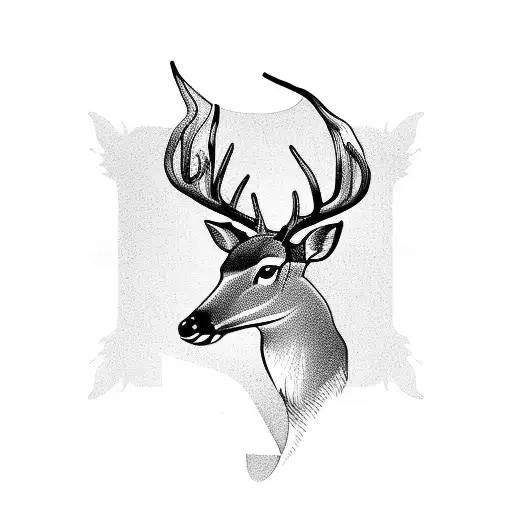 A Music Note Formed By The Silhouette Of A Deer In A Forest