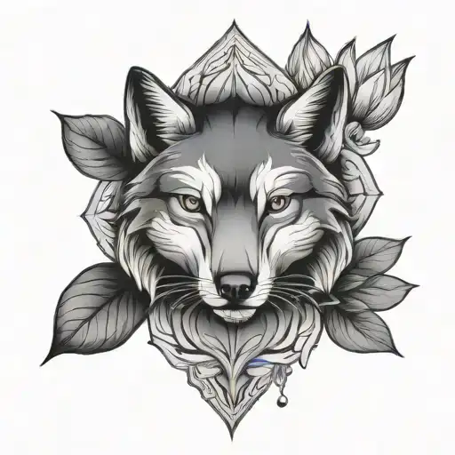 Simple Lotus And Wolf Face