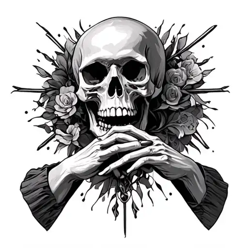 Death With Skull And Praying Hands