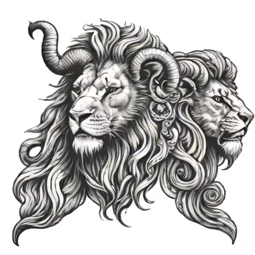 Lion And Ram Head