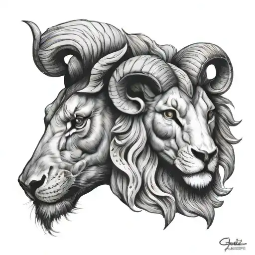 Lion And Ram Head
