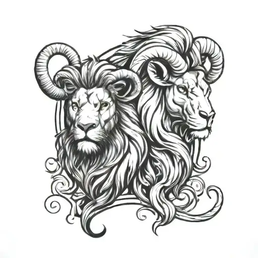 Lion And Ram Head