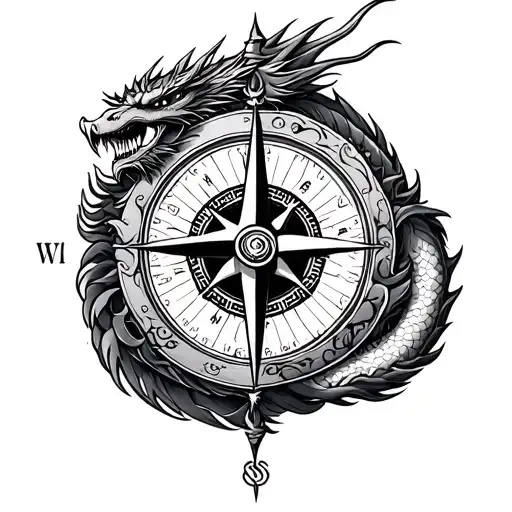 Okinawa Japan With Compass And Dragons Tattoo