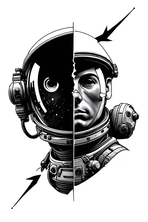 Astronaut Broken Mask Split In Half