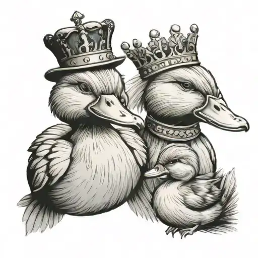King And Queen Duck With Baby Duck