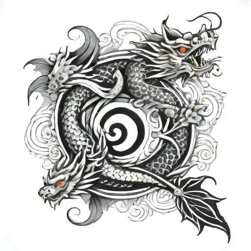 Japanese Dragon And Koi Fish Yin Yang