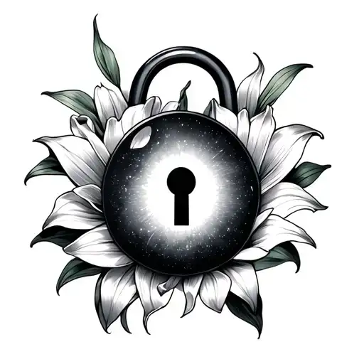 Lilys Surrounding Padlock With Space Inside For Words