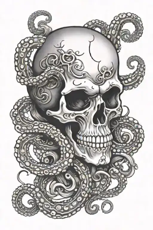 Skull With Octopus Tentacles