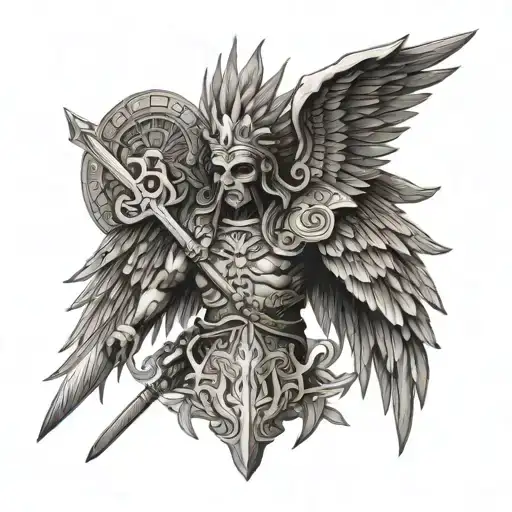 Huitzilopochtli Weapon And Archangel Micheal Flaming Sword