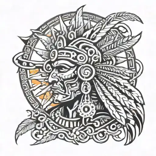 Huitzilopochtli Floating With The Sun Behind