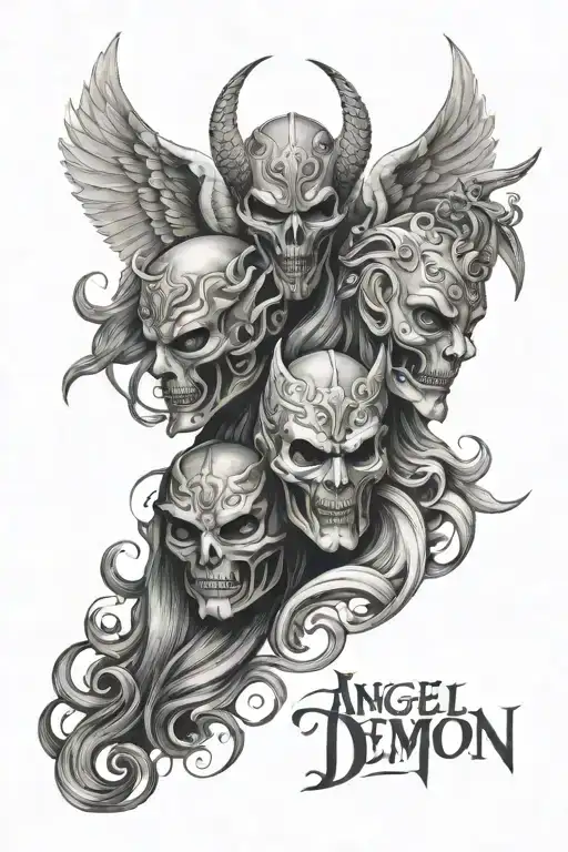 Angel And Demon In Mask