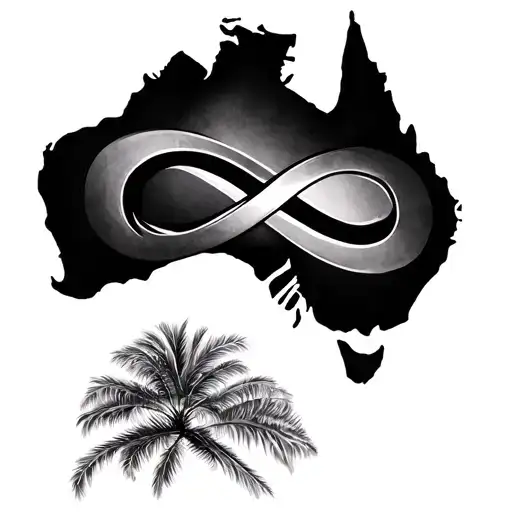Australia Outline With Infinity Symbol