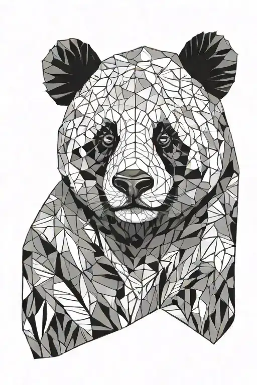 Face Geometric Panda Bear With Abstract Inspired By