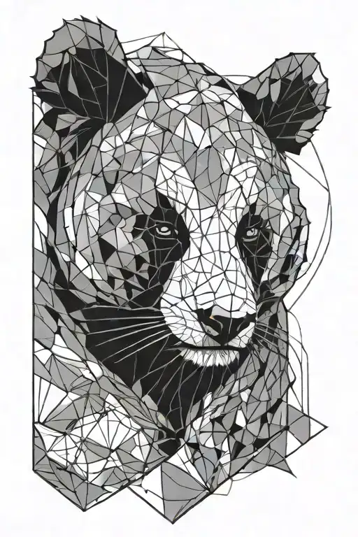 Geometric Panda Bear With Abstract Lines