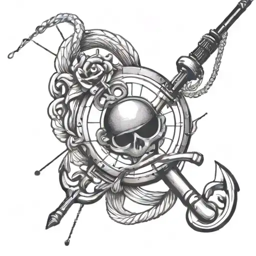 Fishing Pole With An Anchor Hanging