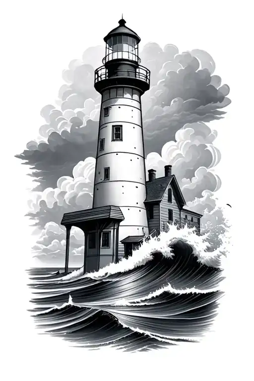 Lighthouse And Waves Crashing