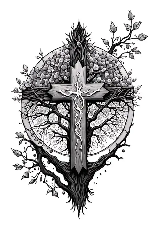 Cross And Tree Of Life