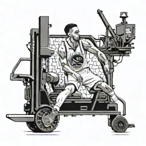 Design A Tattoo Combining A Steph Curry Jersey And A Forklift In A Creative Way