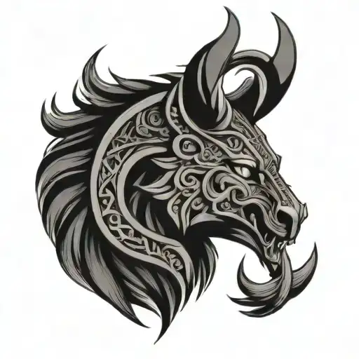 Norse Black Grey Tattoo Sleave Tatoo