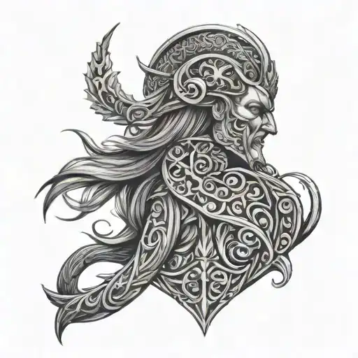 Norse Black Grey Tattoo Sleave