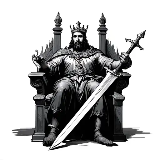 King On His Throne Holding A Sword