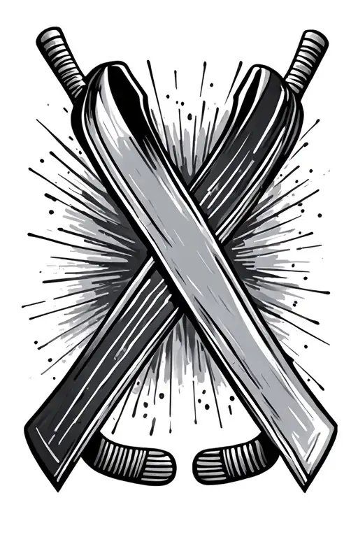 Cancer Ribbon With Hockey Sticks