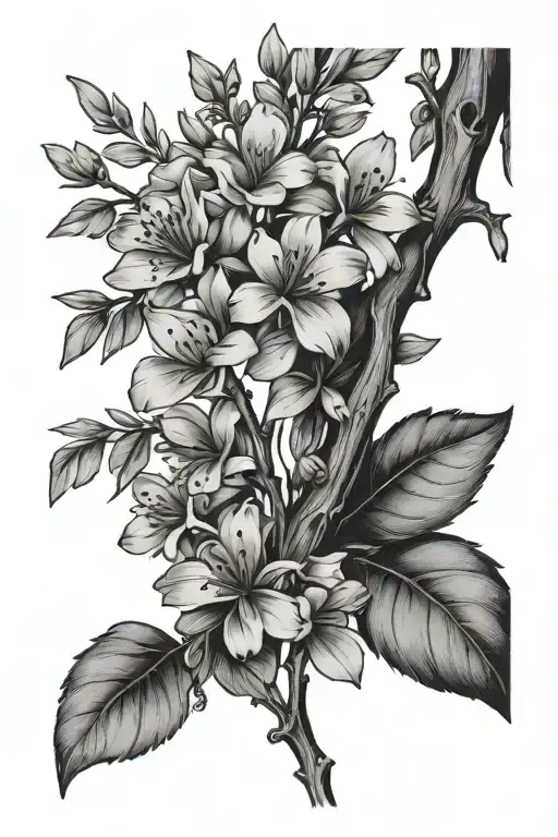 Rue Branch For The Forearm In Thin Black And White Strokes