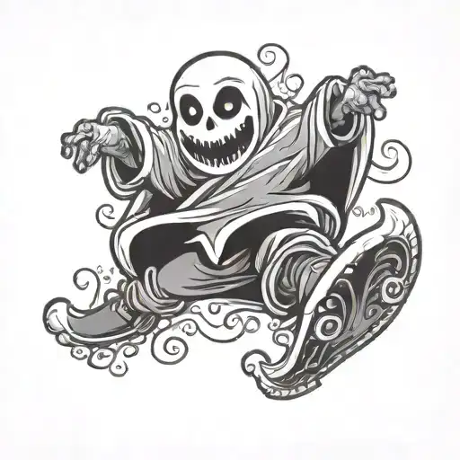 Cartoon Ghost With Legs Doing Backflip