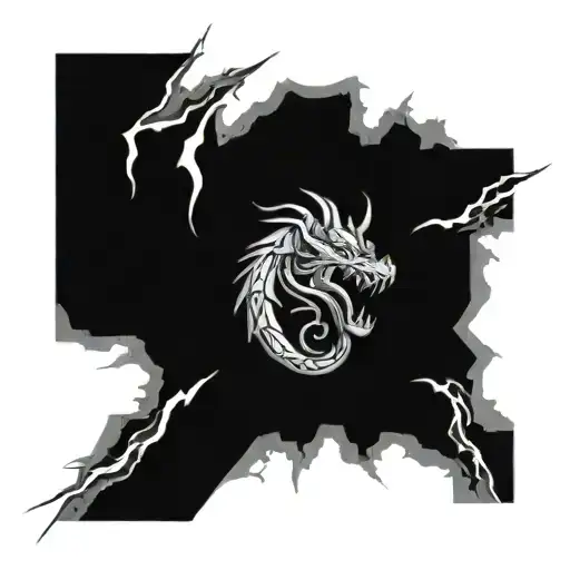 A 3D Modeled Japanese Dragon Breathing Lightning Bolts