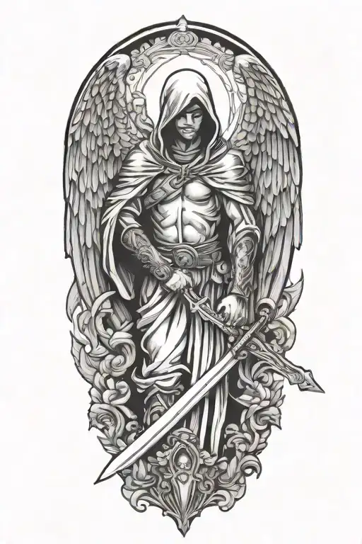 Hooded Angel Holding A Sword