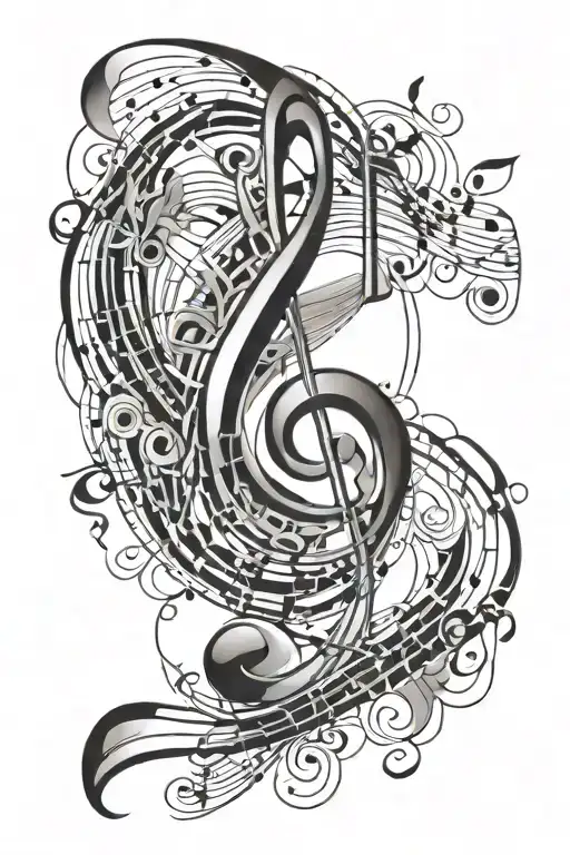 Geometric Music Note Intertwined