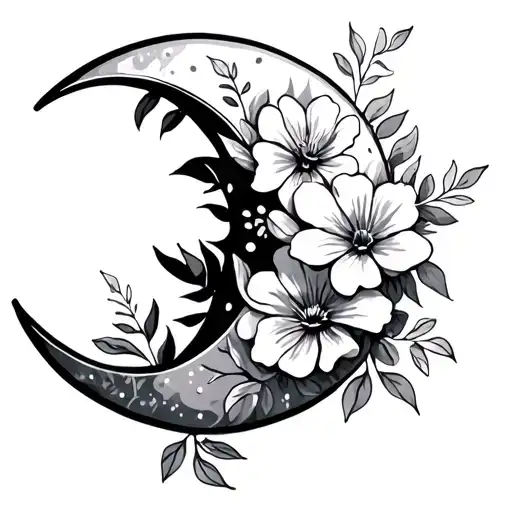 Half Moon With Flowers