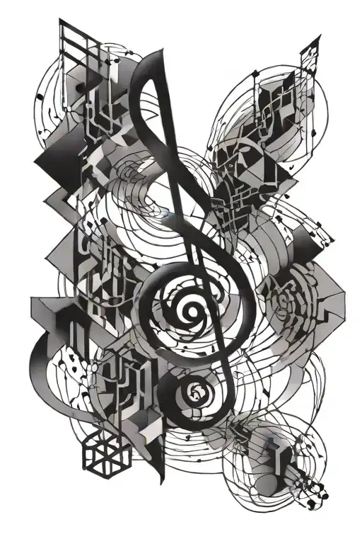 Geometric Music Note Intertwined