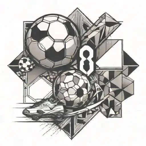 A Geometric Design Featuring Soccer Elements And The Number 8