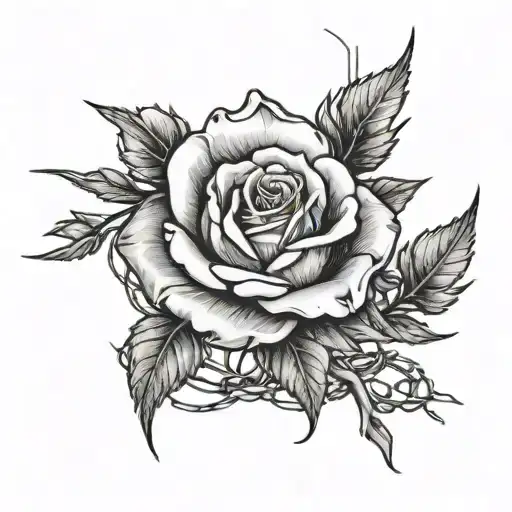 Rose And Barbed Wire Wrapped